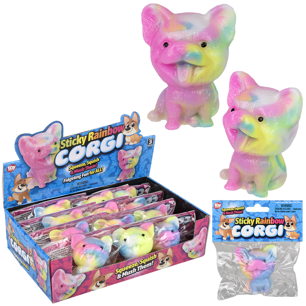 2.75" STICKY RAINBOW CORGI