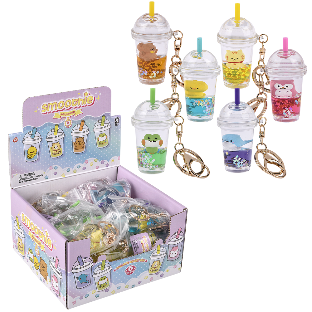 3" KAWAII ANIMAL SMOOTHIE LIQUID KEYCHAIN