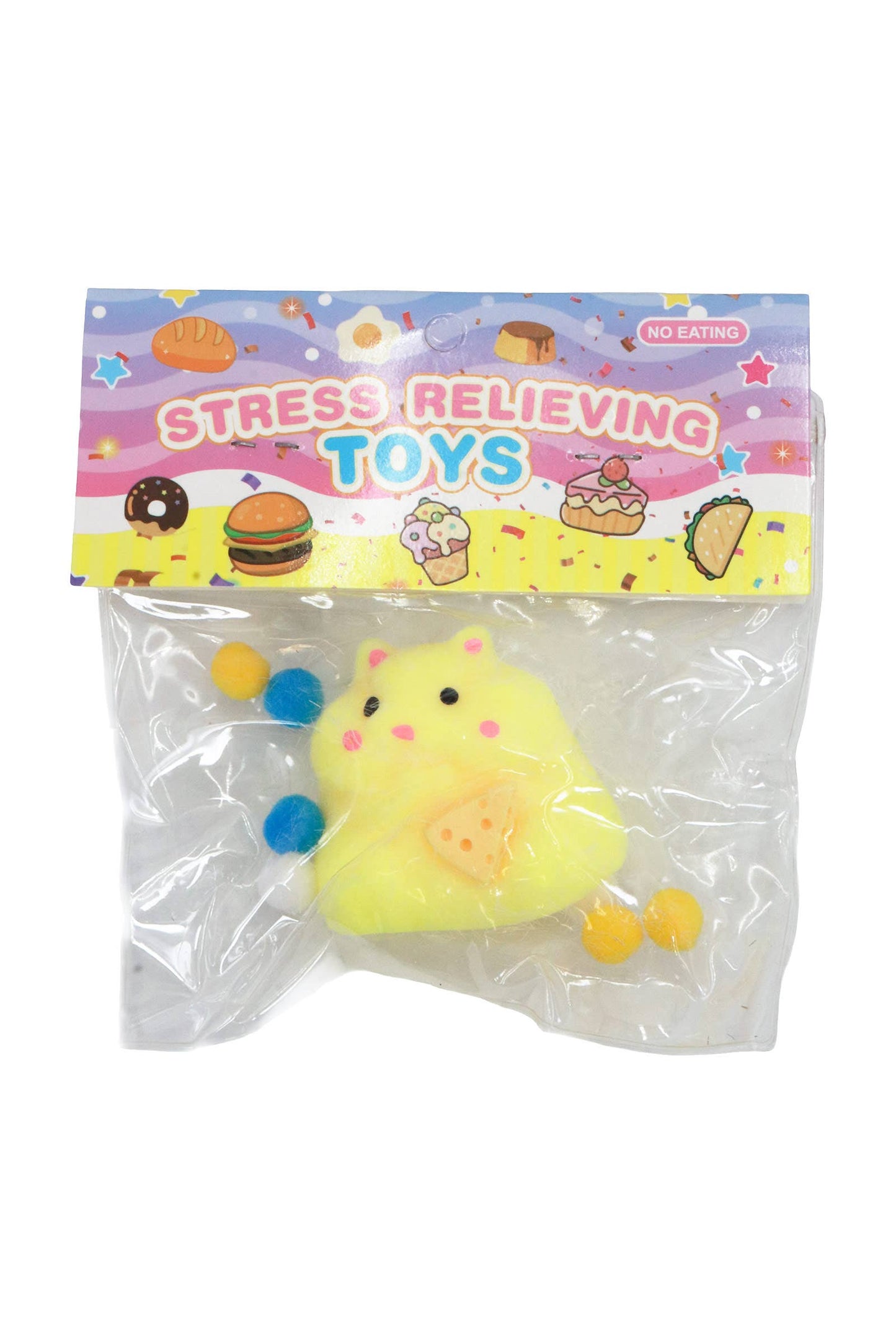 Cute Mini Hamster Flocked Pom Pom Sticky Mochi Squishy Bag