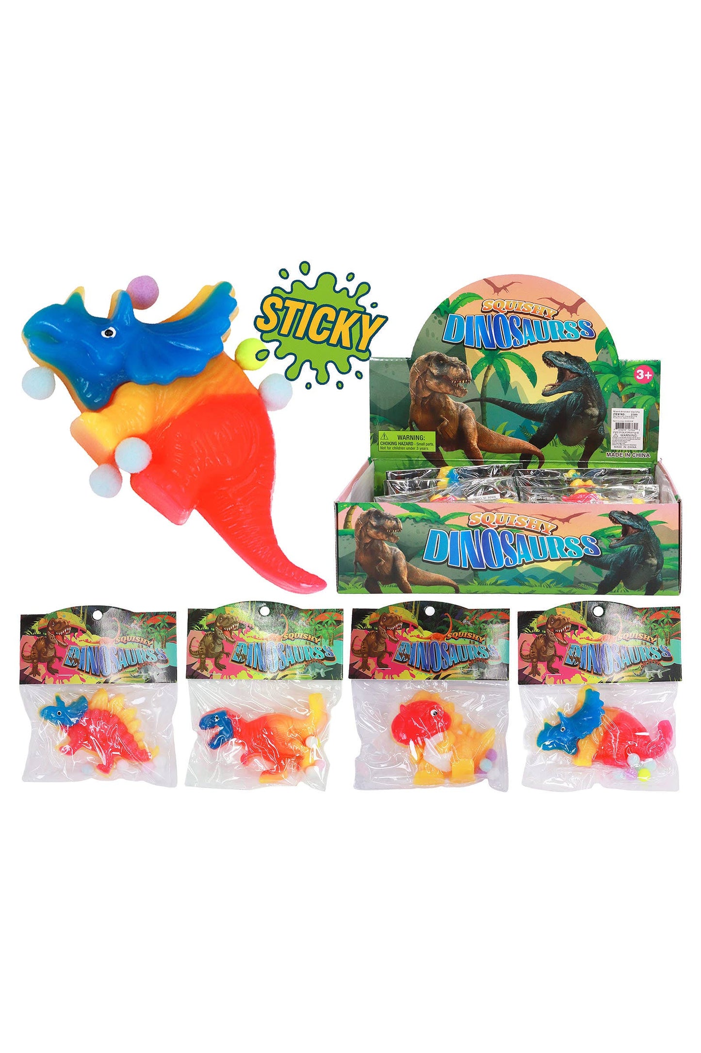 Colorful Dinosaur Sticky Mochi Squishy
