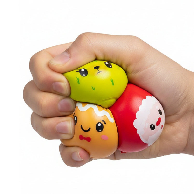 Packaging of Christmas-themed Sticky Bubble Blobbies with colorful squishy toys on a white background.