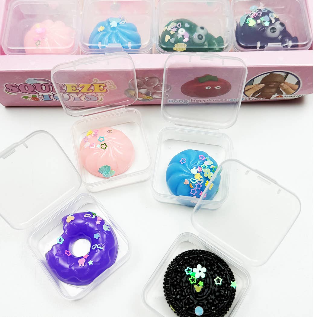 24 pcs Mini Assorted Squishy Toy Box