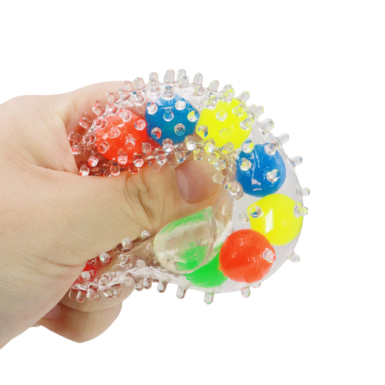 Clear Spiky Colorful Squish Ball Toy - 12 pcs