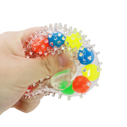 Clear Spiky Colorful Squish Ball Toy - 12 pcs