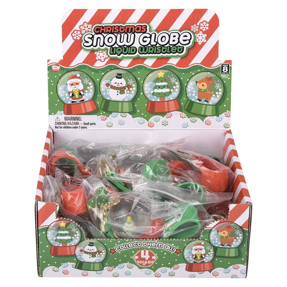 2" CHRISTMAS LIQUID SNOW GLOBE WRISTLET CLIP ON