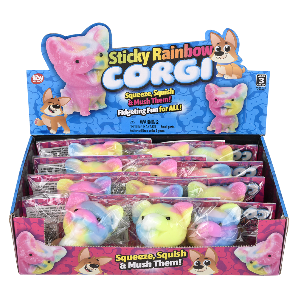 (T) 2.75" STICKY RAINBOW CORGI 12CT