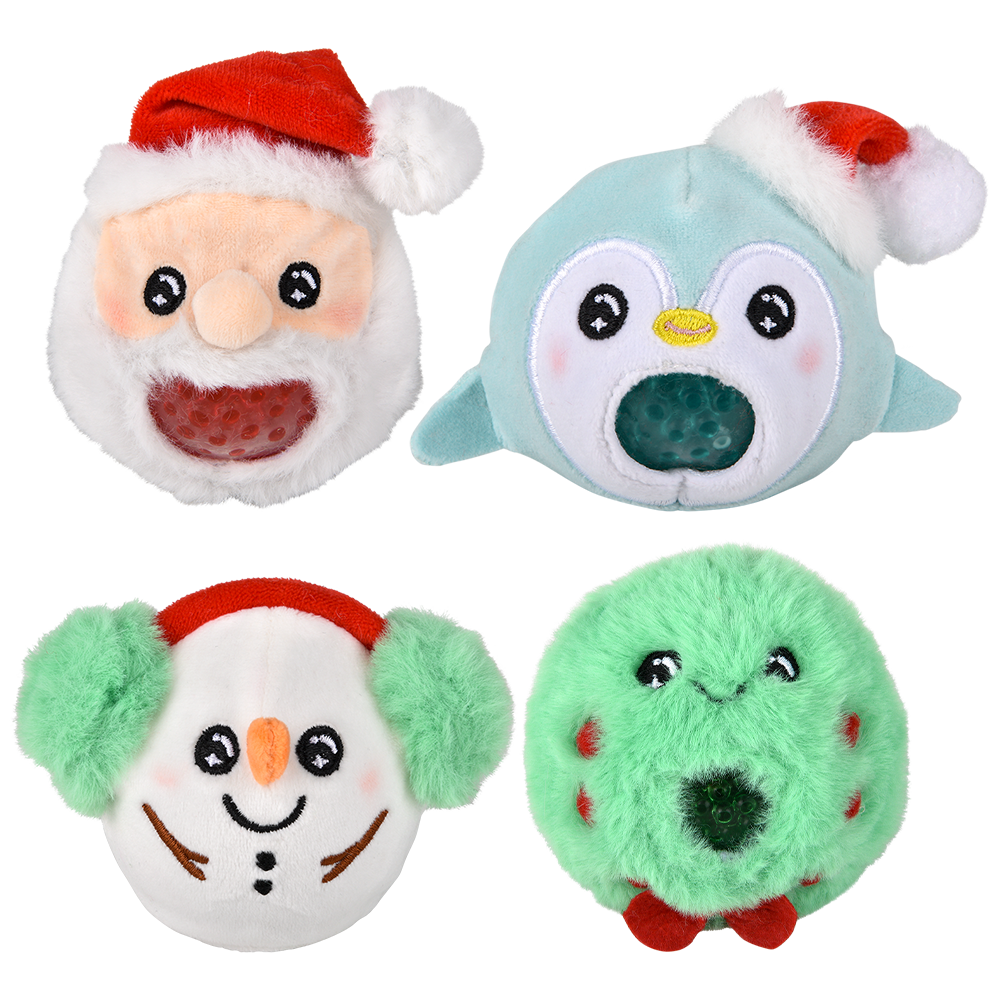 (T) 3" CHRISTMAS SQUEEZY BEAD PLUSH 12CT