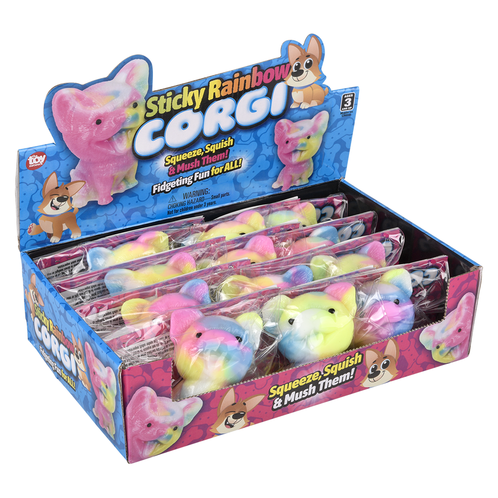(T) 2.75" STICKY RAINBOW CORGI 12CT