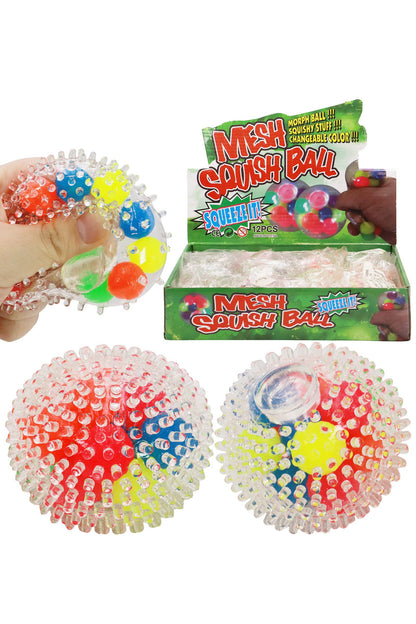 Clear Spiky Colorful Squish Ball Toy - 12 pcs