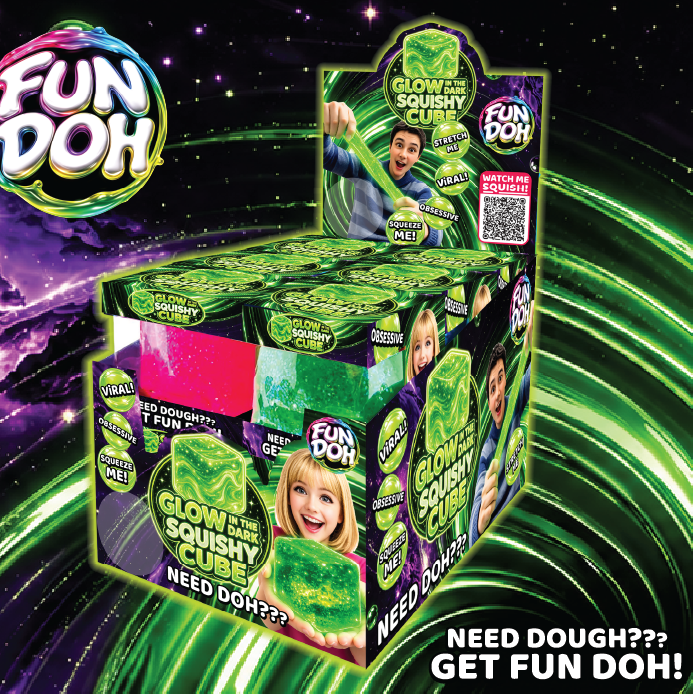 Fun Doh Glow in the Dark Squishy Sparkle Cube