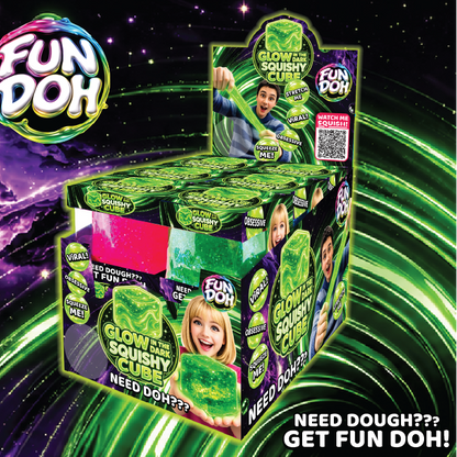 Fun Doh Glow in the Dark Squishy Sparkle Cube