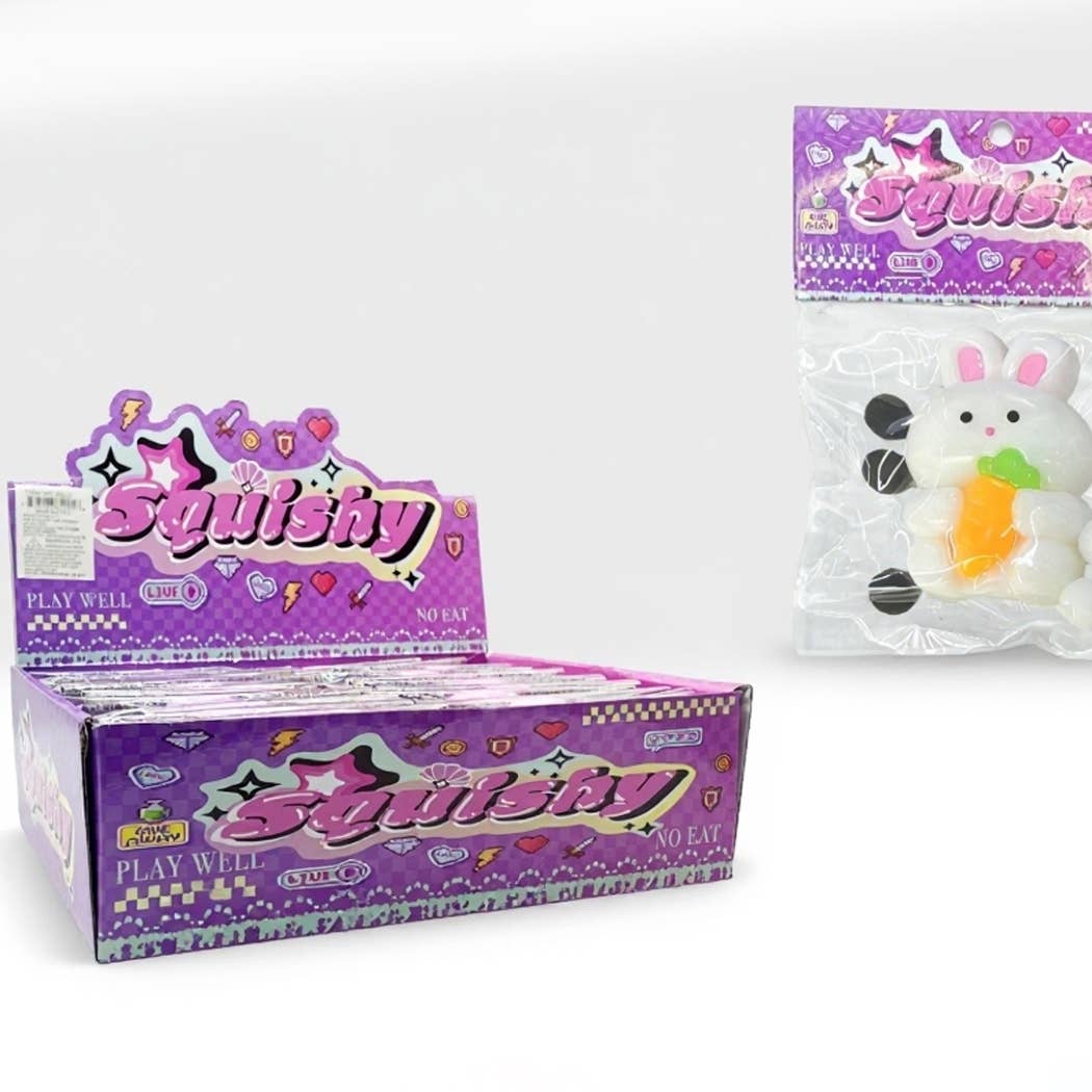 Bunny with Carrot Pinch Squishy Toy