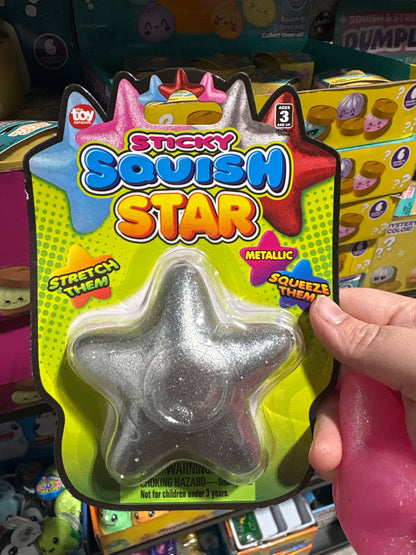 Squish Sticky Glitter Star 3"