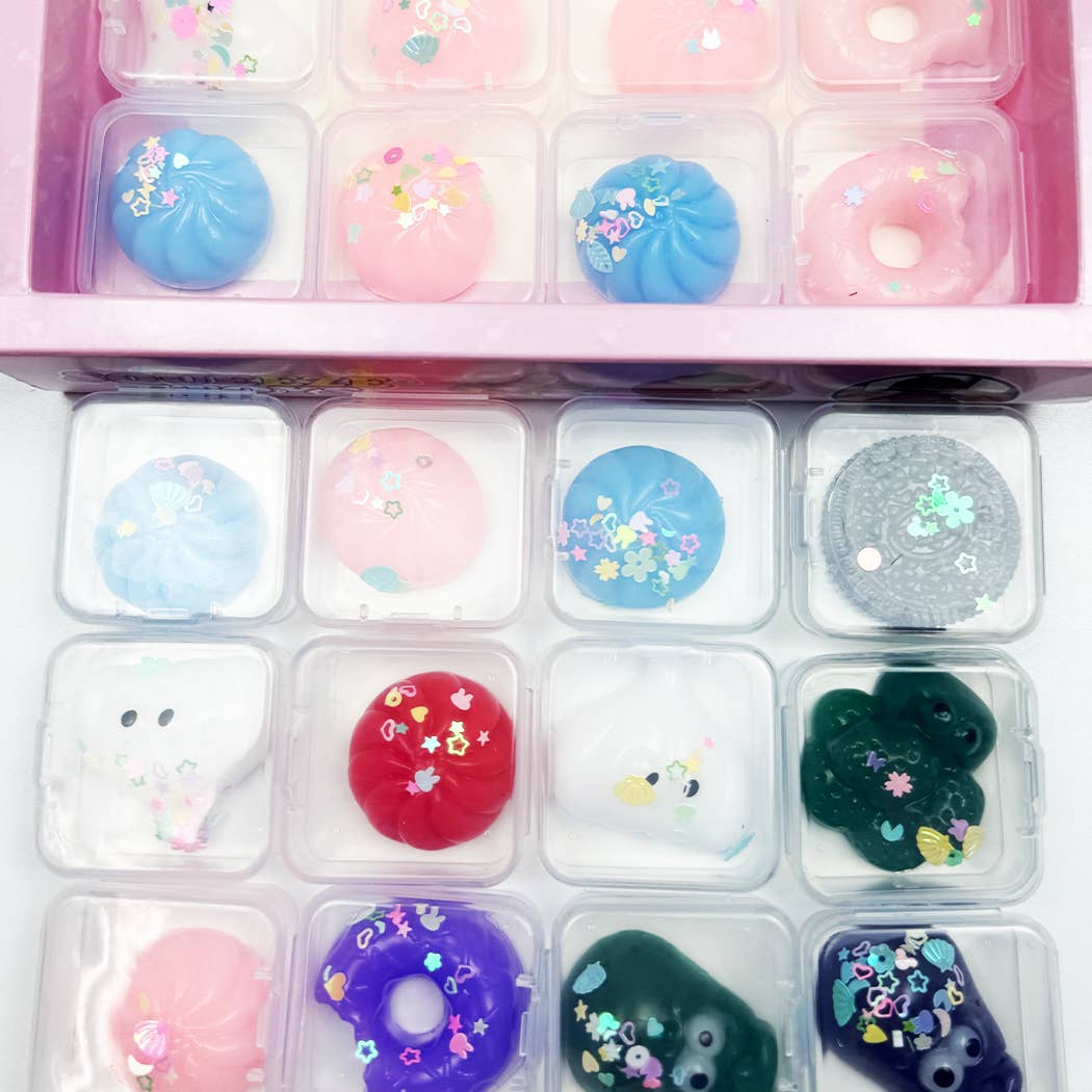 24 pcs Mini Assorted Squishy Toy Box