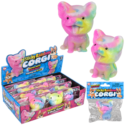 2.75" STICKY RAINBOW CORGI