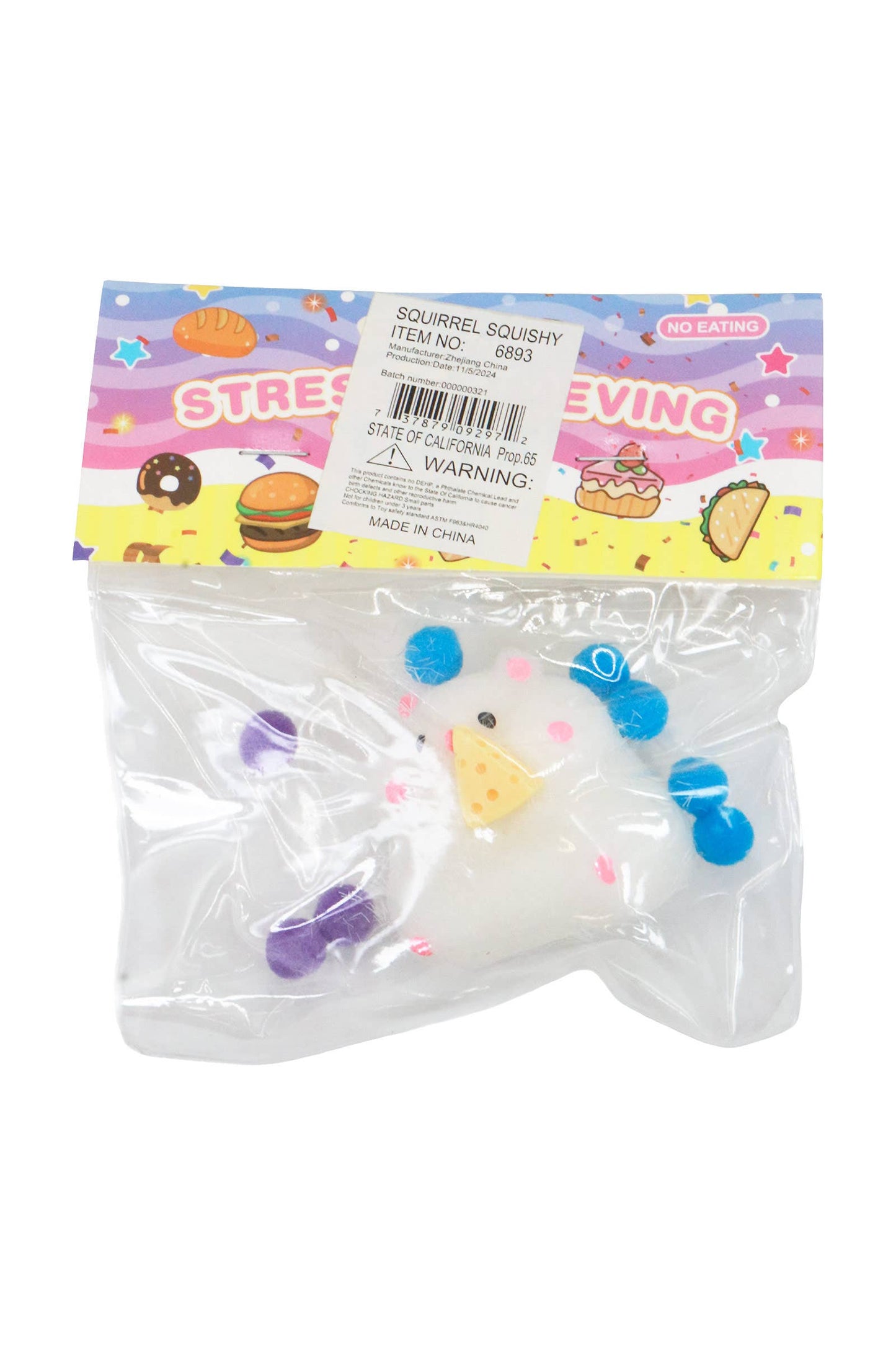 Cute Mini Hamster Flocked Pom Pom Sticky Mochi Squishy Bag
