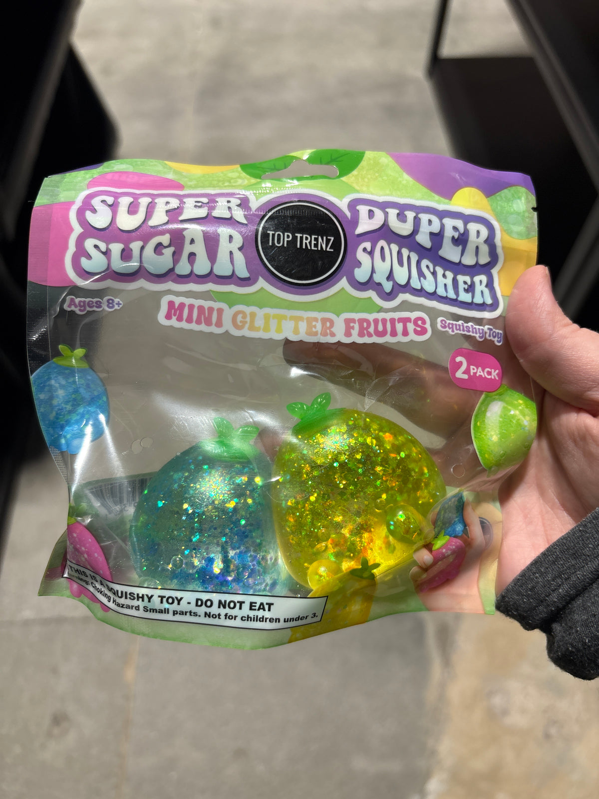 Super Duper Sugar Squisher – Sticky Glitter Mini Fruit 2-Pack