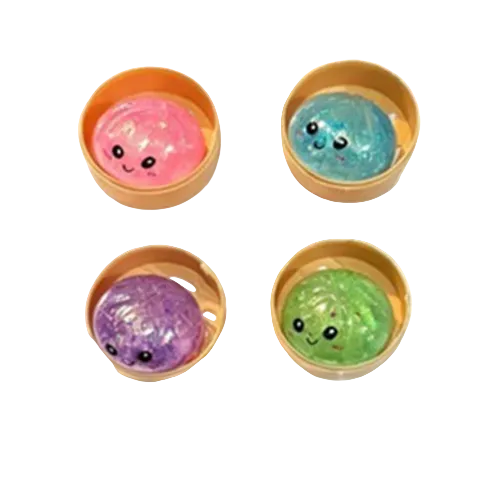 Mini Glitter Dumpling Squishy with Steamer