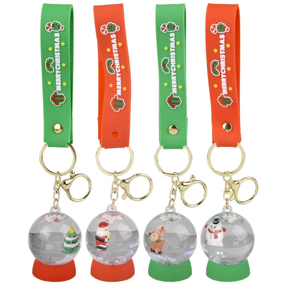2" CHRISTMAS LIQUID SNOW GLOBE WRISTLET CLIP ON