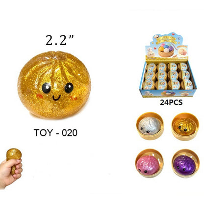 Mini Glitter Dumpling Squishy with Steamer