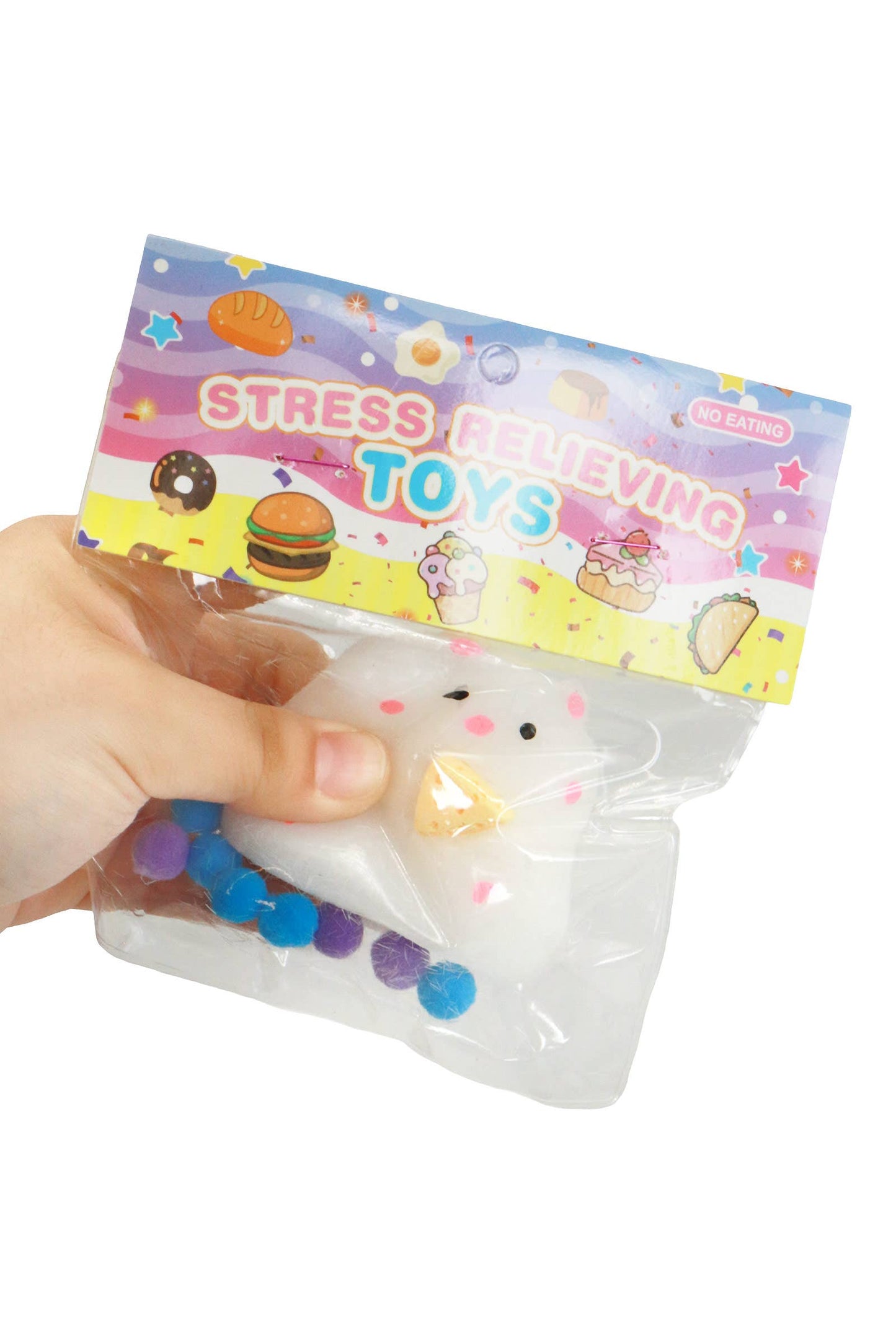 Cute Mini Hamster Flocked Pom Pom Sticky Mochi Squishy Bag