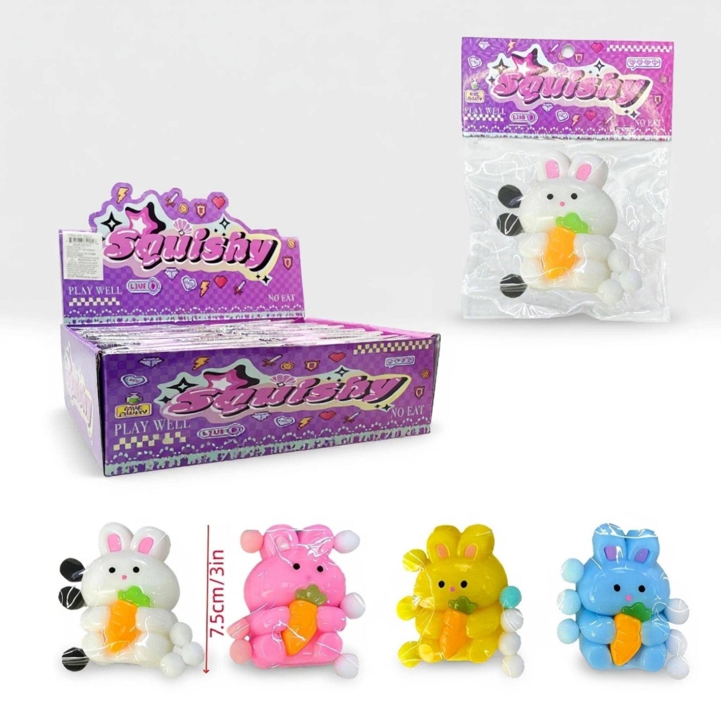 Bunny with Carrot Pinch Squishy Toy