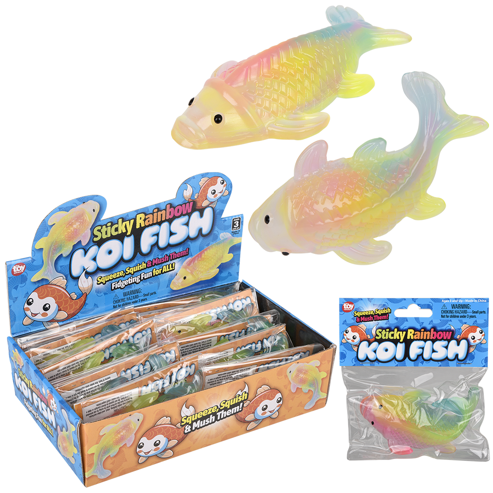 (T) 4.5" STICKY RAINBOW KOI FISH 12CT