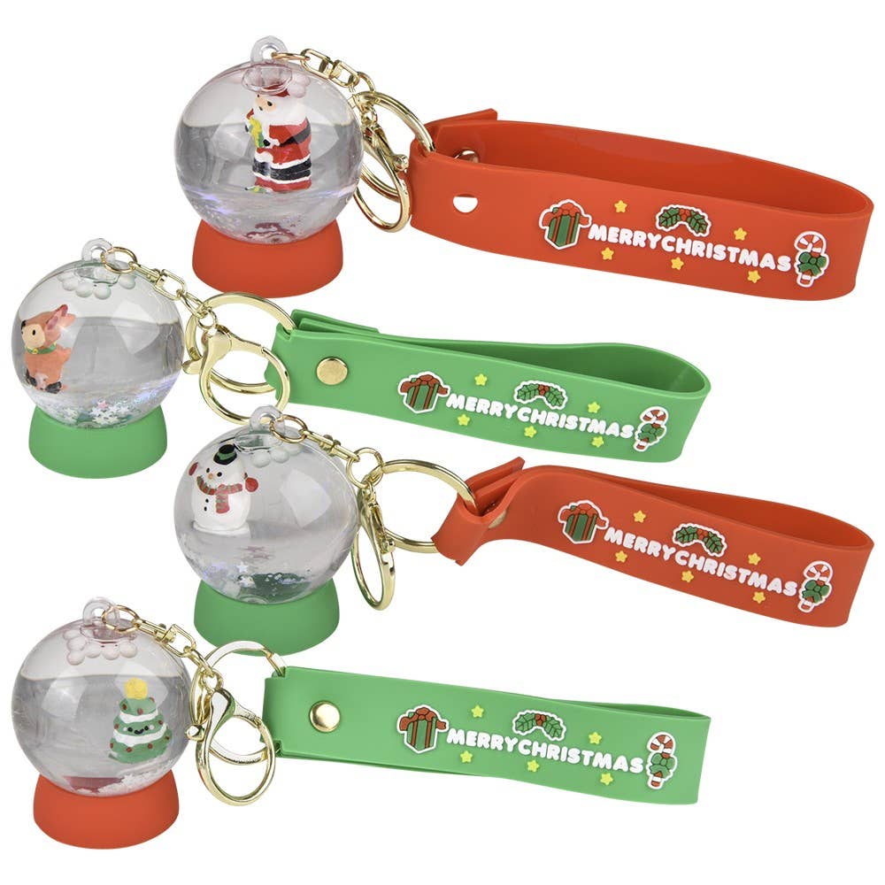 2" CHRISTMAS LIQUID SNOW GLOBE WRISTLET CLIP ON