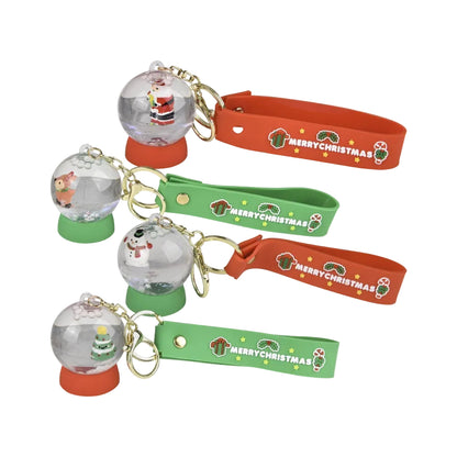 2" CHRISTMAS LIQUID SNOW GLOBE WRISTLET CLIP ON